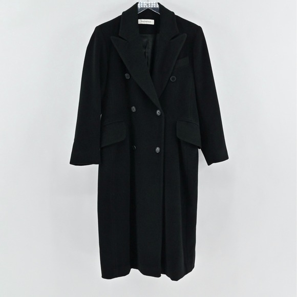 Vtg Isaac Mizrahi Womens Wool Long Coat Size 4 Black Preppy Saks Fifth Ave Y2k - Picture 1 of 15